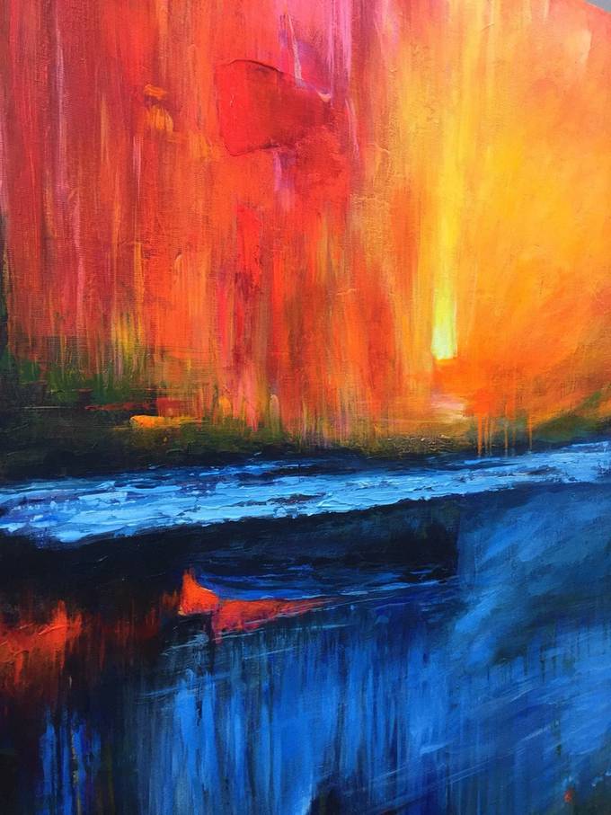 Orange Original Sunset Minimalist Abstract Canvas Artwork B3OSZ